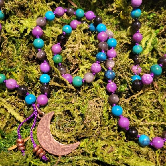 Crescent Moon Handmade Mala Necklace - Picture 2 of 2